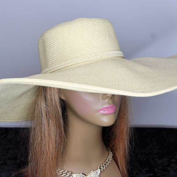 Women's Wide Brim Sun Hat - Beige - Picture 2 of 2